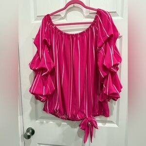 Vince Camuto Fuchsia and White Striped Blouse